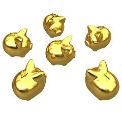 Image showing gold coin with with the gold piggy banks