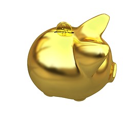 Image showing gold coin with with the gold piggy bank 