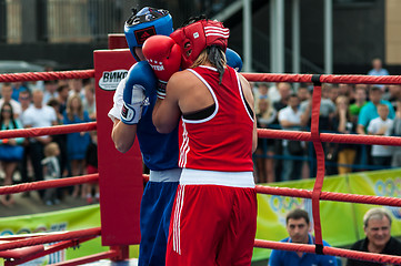 Image showing Model boxing match between girls from Russia and Kazakhstan