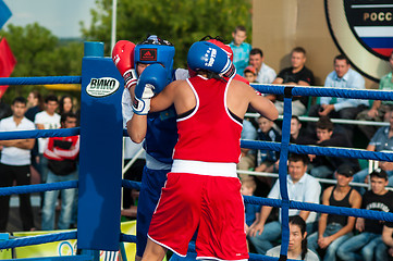 Image showing Model boxing match between girls from Russia and Kazakhstan