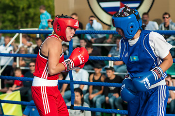 Image showing Model boxing match between girls from Russia and Kazakhstan