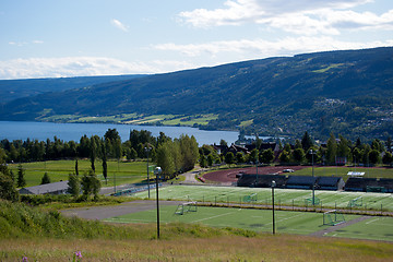 Image showing Sport center, playgrounds, soccer fields, tennis courts