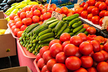 Image showing Fresh vegetables and herbs are sold at the Bazaar