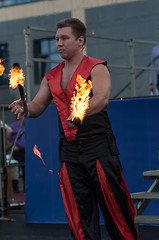 Image showing Juggling flaming batons