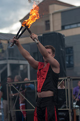 Image showing Juggling flaming batons