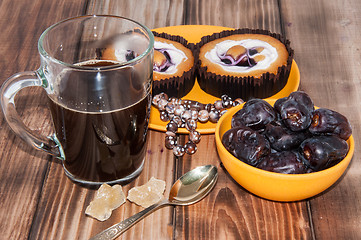 Image showing Coffee dates cake and crystal sugar navat