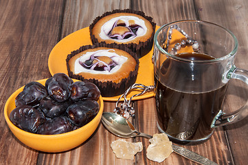 Image showing Coffee dates cake and crystal sugar navat