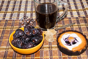 Image showing Coffee dates cake and crystal sugar navat