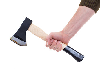 Image showing Hand holding a modern axe