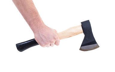 Image showing Hand holding a modern axe