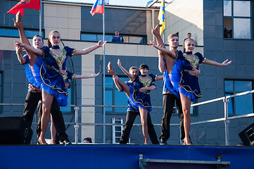 Image showing Young people perform folk dance