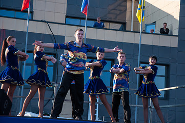 Image showing Young people perform folk dance