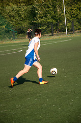 Image showing The girls play soccer