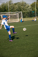 Image showing The girls play soccer