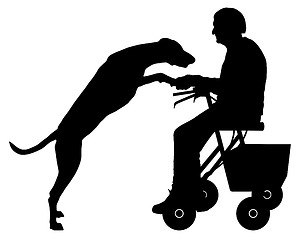 Image showing Old woman with dog