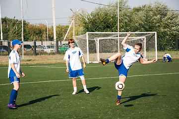 Image showing The girls play soccer