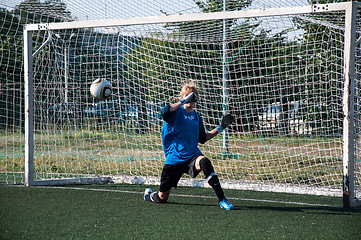 Image showing The girls play soccer