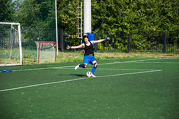 Image showing The girls play soccer