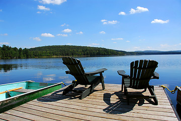 Image showing Chairs on dock