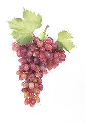 Image showing Grape cluster with leaves isolated