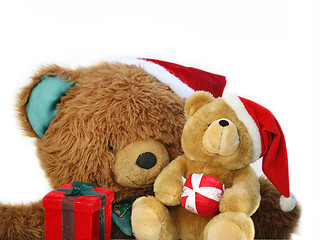 Image showing Teddy bear family at Christmas