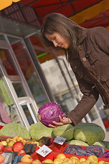 Image showing Vegetable market-red cabbage