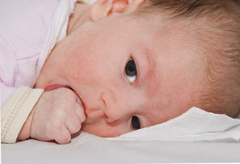 Image showing Baby sucking her thumb