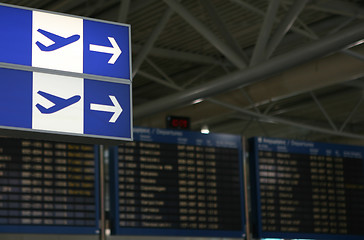 Image showing Airport flight information boards