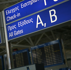 Image showing Athens boarding gates sign