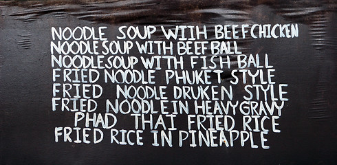 Image showing Thailand menu