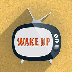 Image showing Retro TV and the Phrase 'Wake Up' on the Screen