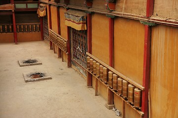 Image showing Tibetan prayer wheels