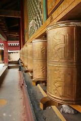 Image showing Tibetan prayer wheels