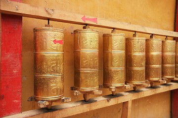 Image showing Tibetan prayer wheels