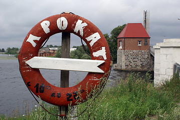 Image showing Sign on the river