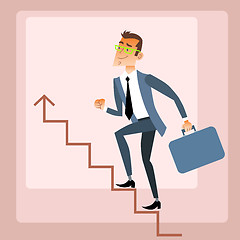 Image showing Businessman climbs growing schedule