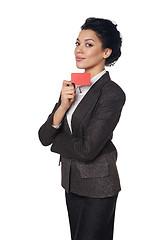 Image showing Business woman showing blank credit card