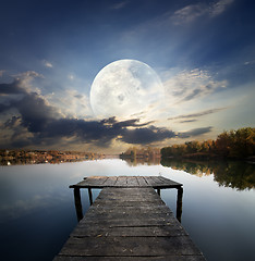 Image showing Pier under moon