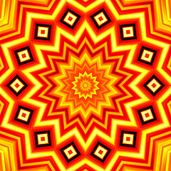 Image showing Yellow-red star kaleidoscope background