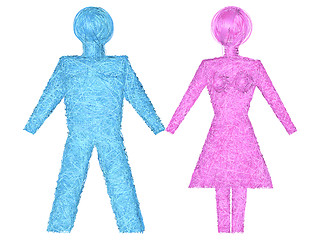 Image showing Male and female shapes composed of blue and pink stripes