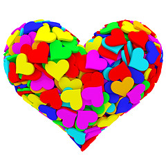 Image showing Heart shape composed of many colorful hearts