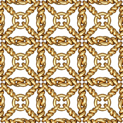 Image showing Seamless pattern of gold wire mesh or fence on white