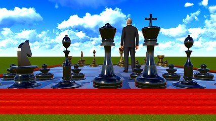 Image showing Businessman on chess board