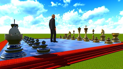 Image showing Businessman on chess board