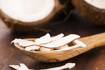 Image showing Close up of sliced coconut