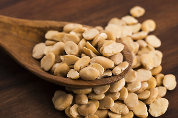 Image showing broad bean dry on wooden table