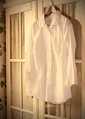 Image showing white cotton shirt on a hanger