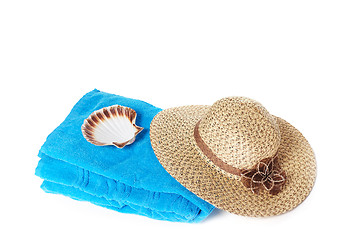 Image showing Beach items isolated on white 