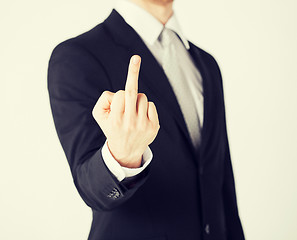 Image showing man showing middle finger