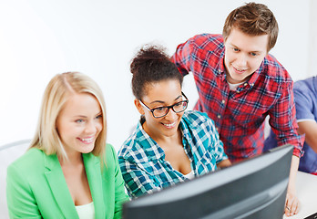 Image showing students with computer studying at school